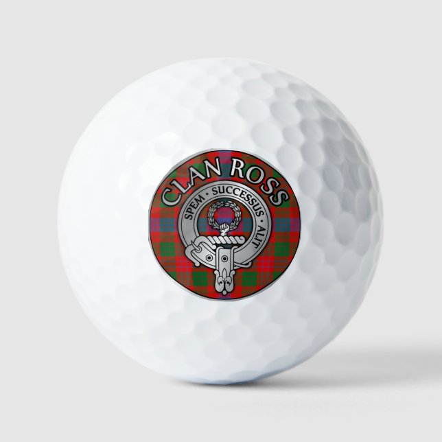 Pelotas De Golf Clan Ross Escudo y Tartan Knot (Anverso)