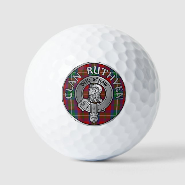 Pelotas De Golf Clan Ruthven Escudo y Tartán (Anverso)