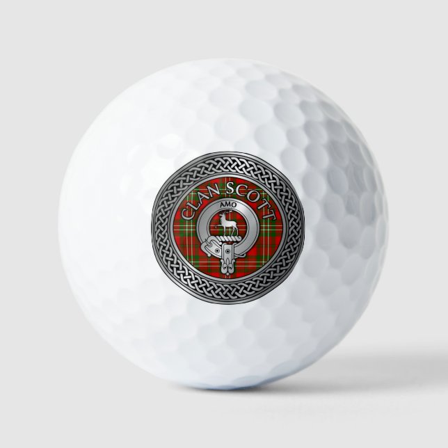 Pelotas De Golf Clan Scott Escudo y Tartan Knot (Anverso)