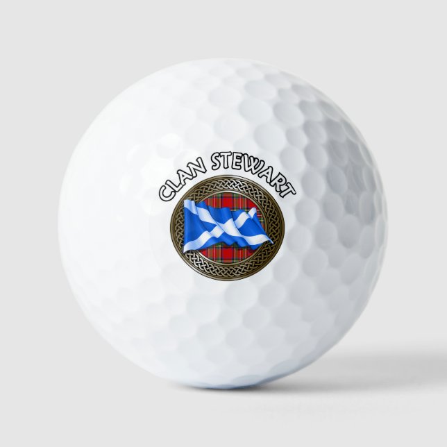 Pelotas De Golf Clan Stewart Tartan Knot & Flag (Anverso)