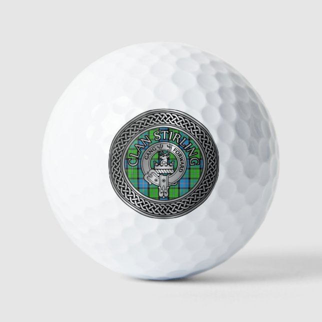 Pelotas De Golf Clan Stirling Escudo y Tartan Knot (Anverso)
