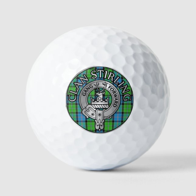 Pelotas De Golf Clan Stirling Escudo y Tartan Knot (Anverso)