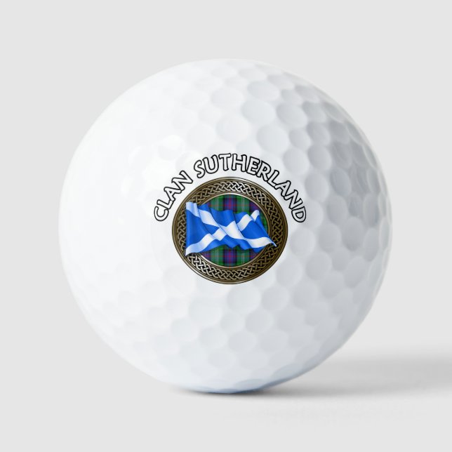 Pelotas De Golf Clan Sutherland Tartan Knot & Flag (Anverso)
