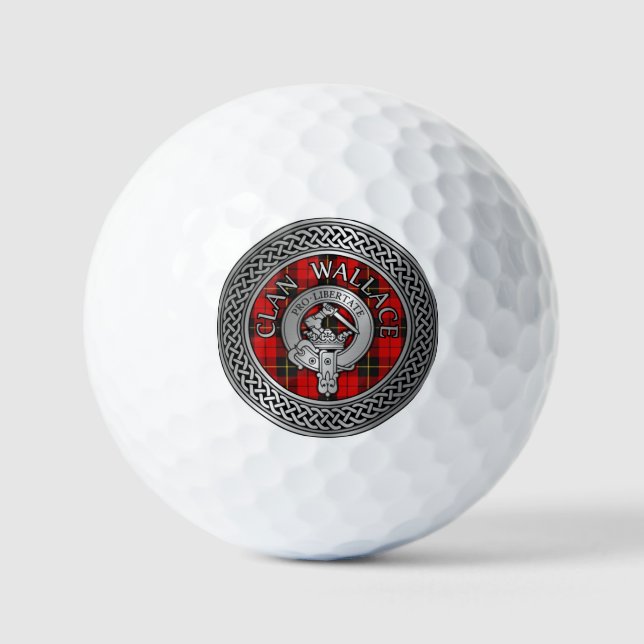 Pelotas De Golf Clan Wallace Escudo y Tartan Knot (Anverso)
