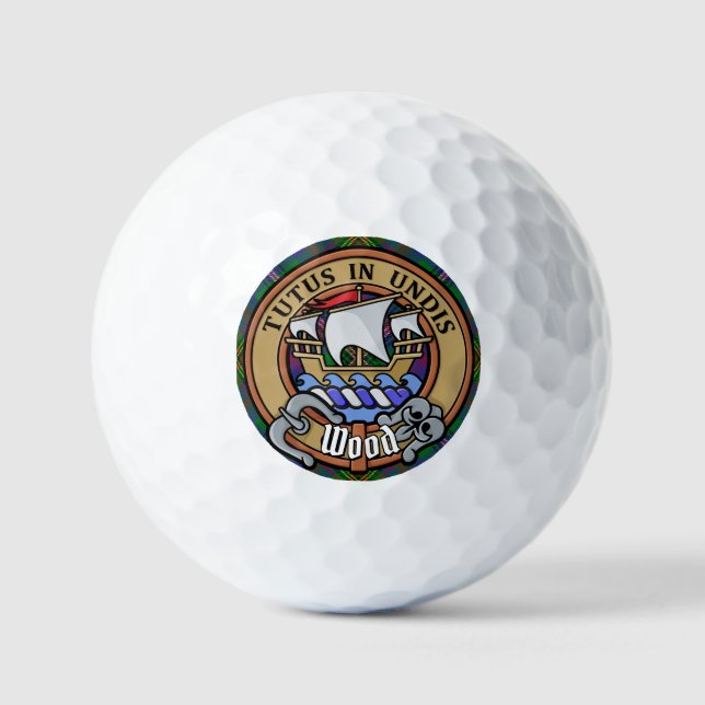 Pelotas De Golf Clan Wood Escudo sobre Tartán (Anverso)