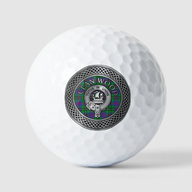 Pelotas De Golf Clan Wood Escudo y Tartan Knot (Anverso)