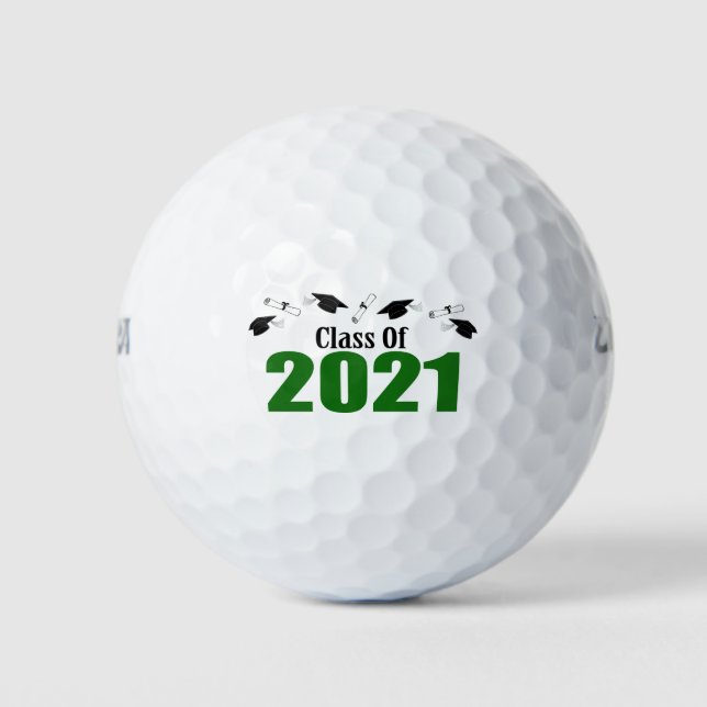 Pelotas De Golf Clase De 2021 Caps Y Diplomas (Verde) (Anverso)