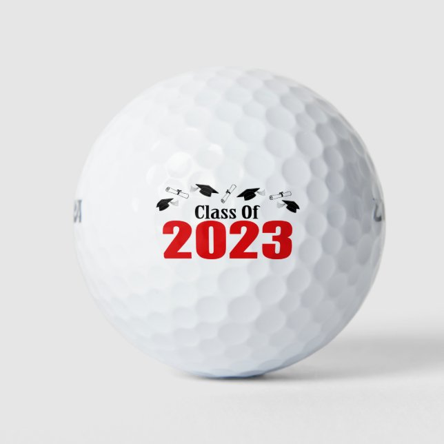 Pelotas De Golf Clase De 2023 Caps Y Diplomas (Rojo) (Anverso)
