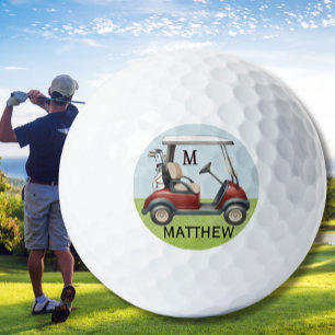 Pelotas De Golf Clase Única Carrito Rojo Personalizado con Monogra