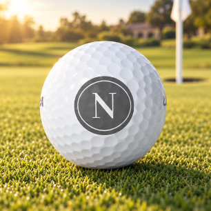 Pelotas De Golf Clásica inicial monograma redonda gris