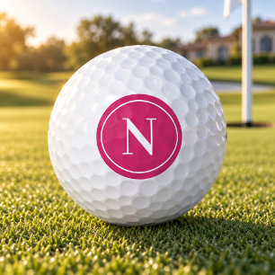 Pelotas De Golf Clásica inicial monograma redonda rosa