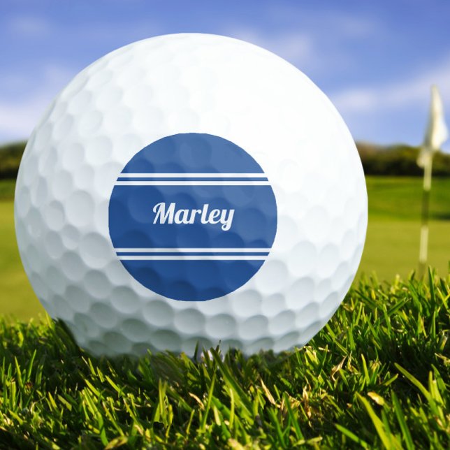 Pelotas De Golf Clásico de Deportes Golfista Personalizado Monogra (Custom Golfer Sports Classic Name Monogram Blue Golf Balls)