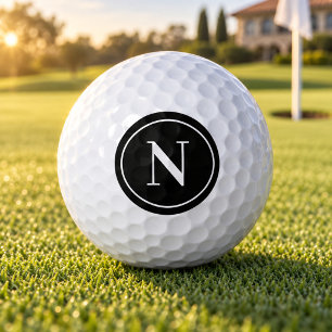 Pelotas De Golf Clásico Inicial Monograma Redondo Negro