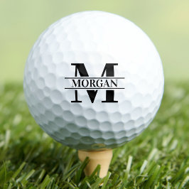 Pelotas De Golf Clásico Monograma Mínimo de Nombre