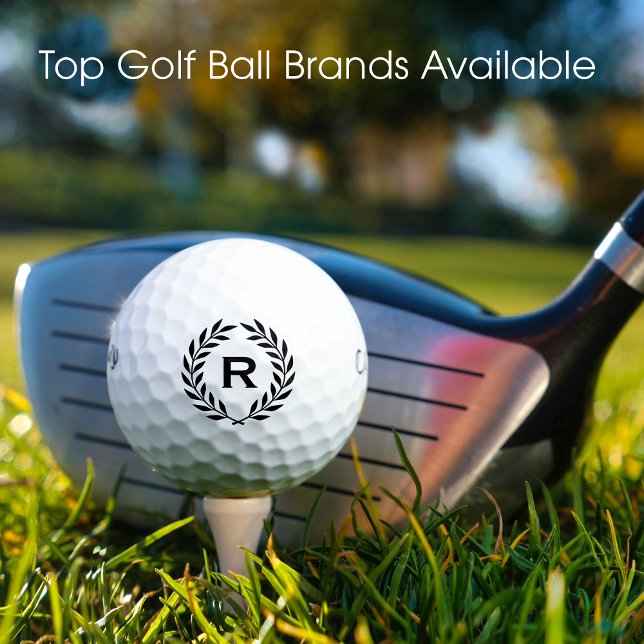 Pelotas De Golf Clásico Monograma personalizado Wreath Black (Subido por el creador)