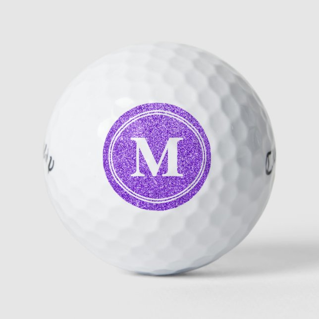 Pelotas De Golf Clásico Purpurina morado Sparkly Monogam Personali (Anverso)