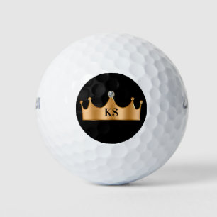 Pelotas De Golf Clásico Royal Monogram Crown Bling Golf Balls