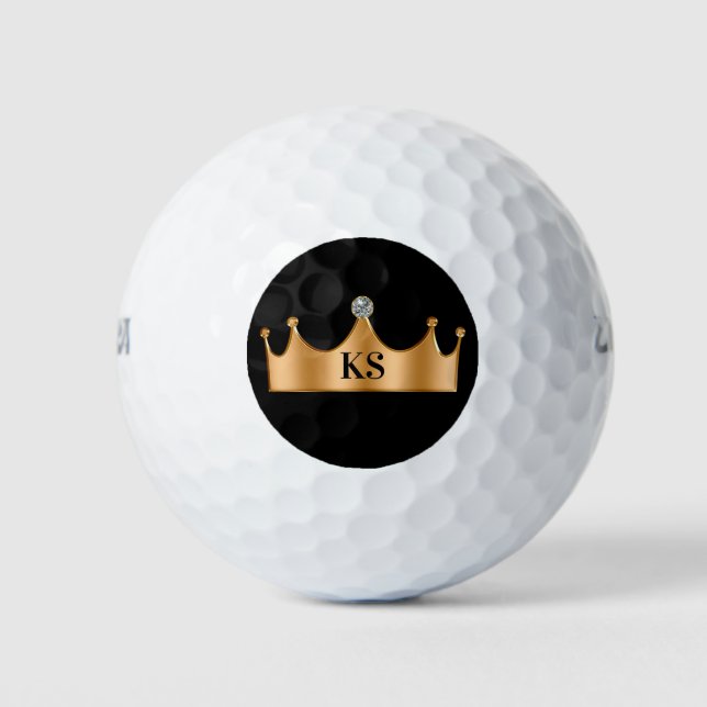 Pelotas De Golf Clásico Royal Monogram Crown Bling Golf Balls (Anverso)