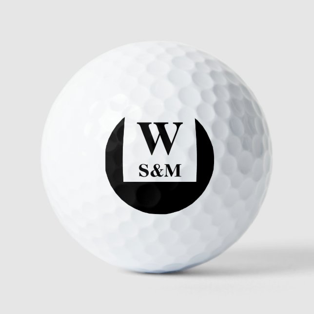 Pelotas De Golf Classic Black Wedding Monogram (Anverso)