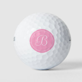 Pelotas De Golf Clavel de Monograma Rosa con Puntos