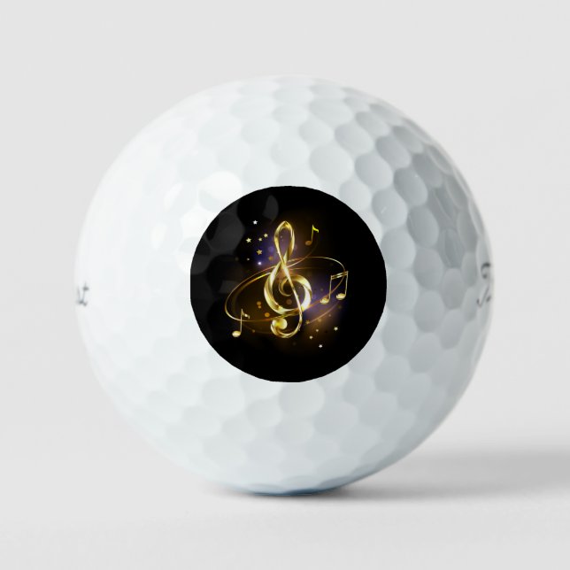 Pelotas De Golf Clef Musical de Triple Dorado (Anverso)