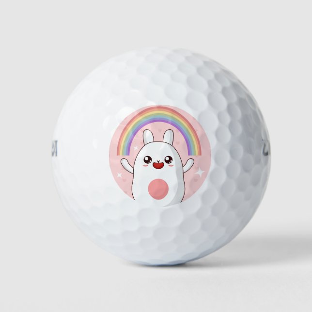 Pelotas De Golf Clísico arcoiris de Kawaii (Anverso)