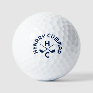 Pelotas De Golf Club de golf azul marino, nombre personalizado