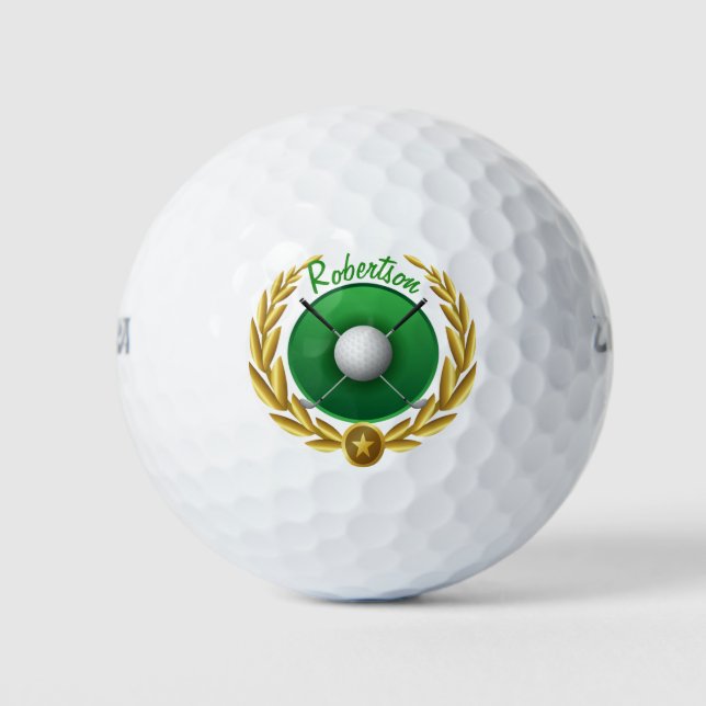 Pelotas De Golf Club de golf Gold Laurel Leaf Personalizado (Anverso)