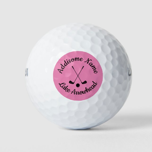 Pelotas De Golf Club de golf Monogramado Pink White (Anverso)