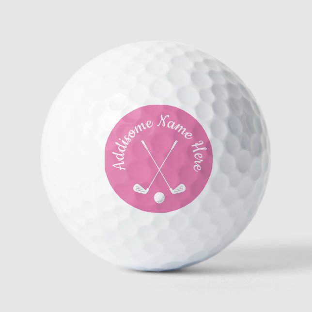 Pelotas De Golf Club de golf Monogramo Pink White (Anverso)