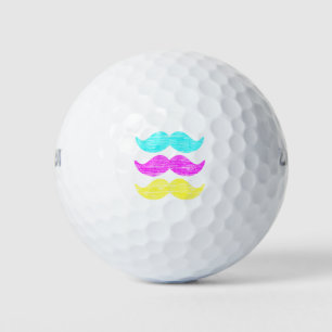 Pelotas De Golf CMY Mustaches (estilo letterpress)