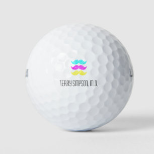 Pelotas De Golf CMY Mustaches (estilo letterpress)