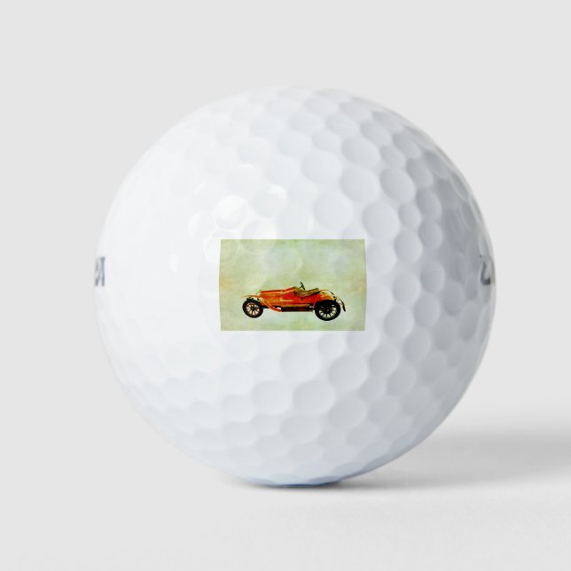 Pelotas De Golf Coche rojo vintage (Anverso)