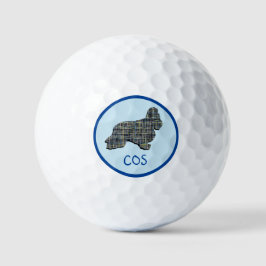 Pelotas De Golf Cocker Spaniel Dog Silhouette Monogram Grid Blue