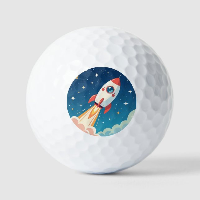 Pelotas De Golf Cohete espacial lindo despegando (Anverso)