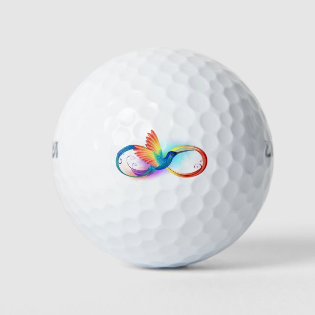Pelotas De Golf Colibrí arcoíris con símbolo de infinito (Anverso)
