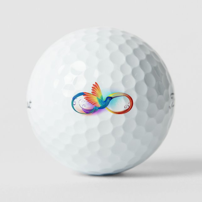 Pelotas De Golf Colibrí arcoiris con símbolo Infinity (Anverso)