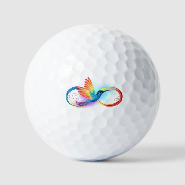 Pelotas De Golf Colibrí arcoiris con símbolo Infinity (Anverso)
