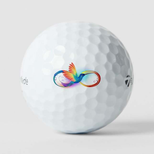 Pelotas De Golf Colibrí arcoiris con símbolo Infinity (Anverso)