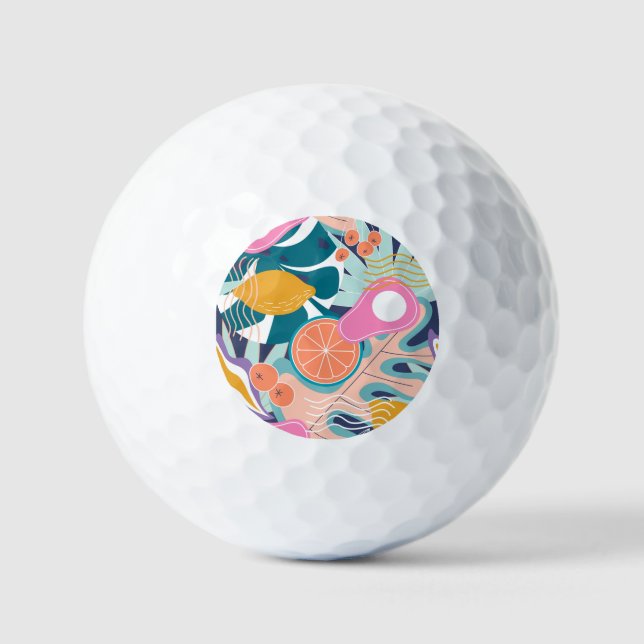 Pelotas De Golf Collage exótico y moderno de la jungla. (Anverso)