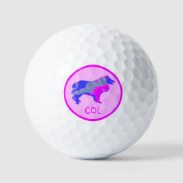Pelotas De Golf Collie Rough Cute Perro Rosado Silhouette Monogram