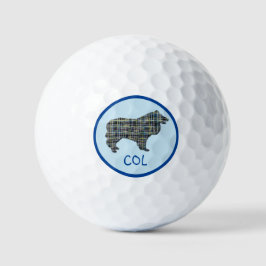 Pelotas De Golf Collie Rough Dog Silhouette Monograma Blue