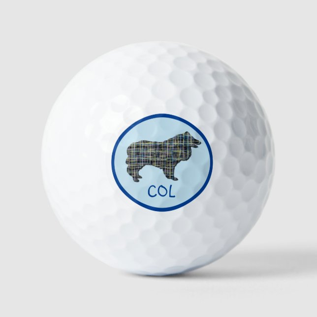 Pelotas De Golf Collie Rough Dog Silhouette Monograma Blue (Anverso)