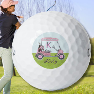 Pelotas De Golf Color de agua rosada personalizado monograma de co