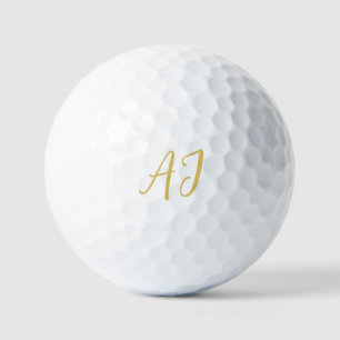 Pelotas De Golf Color Dorado Monograma Inicial Clásica Profesional