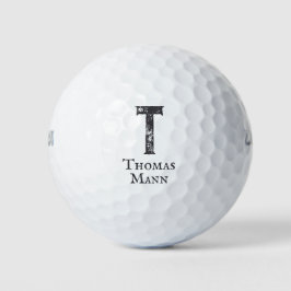 Pelotas De Golf Color sólido gris iniciales y nombre