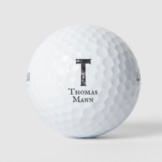 Pelotas De Golf Color sólido gris iniciales y nombre