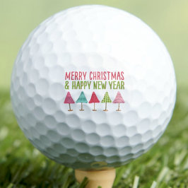 Pelotas De Golf Colorful Trees Merry Christmas & Happy New Year