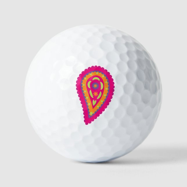 Pelotas De Golf Colorido Paisley (Anverso)