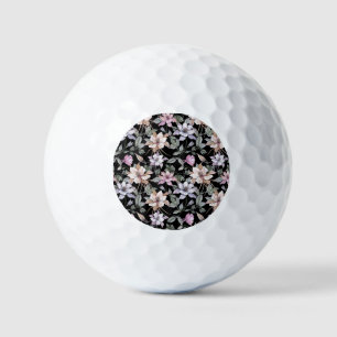 Pelotas De Golf Columbina exótica: acuarela floral negra.